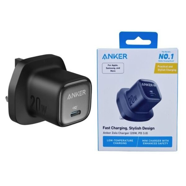 Anker Zolo PowerPort 20W USB-C Wall Charger (PD 3.0) | UK Plug -Black