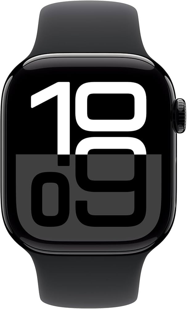 Apple Watch Series 10 (GPS) 42mm Jet Black Aluminium Case with Black Sport Band-MWWE3QA/A