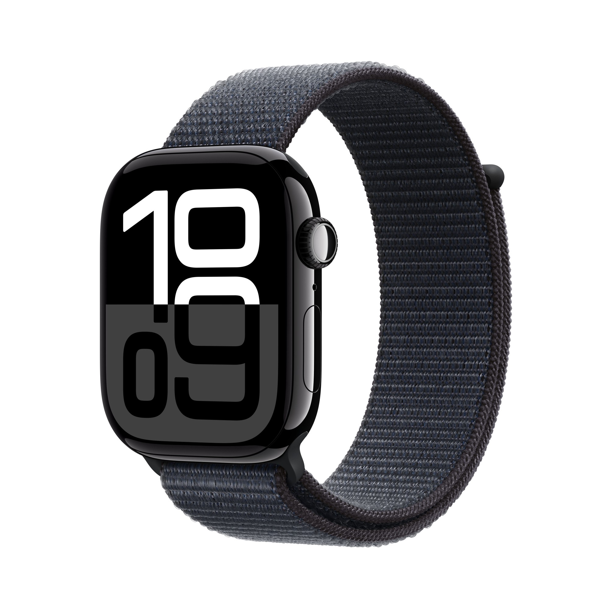 Apple Watch Series 10 (GPS) featuring a 46 mm Jet Black Aluminium Case and an Ink Sport Loop-MWWR3QA/A