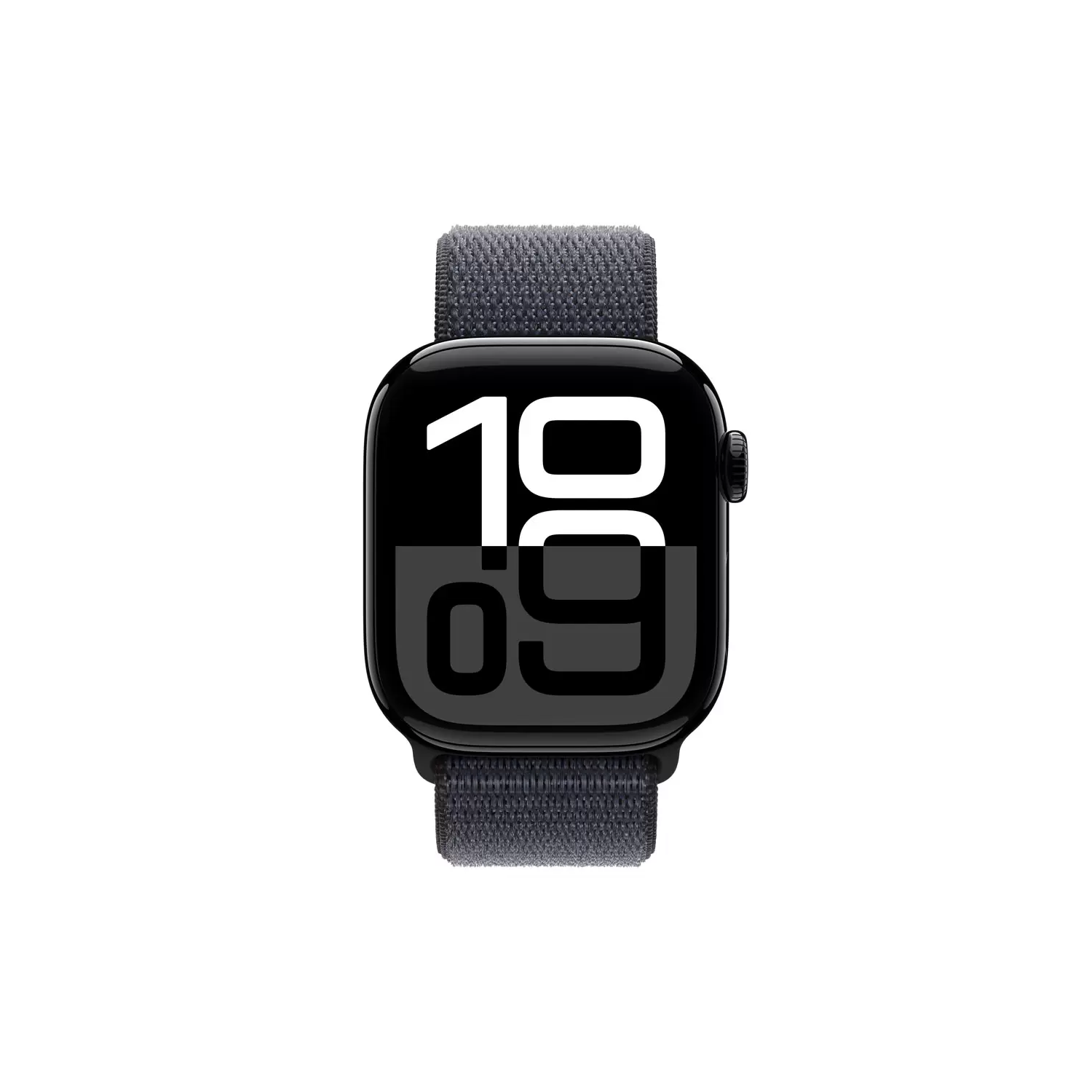 Apple Watch Series 10 (GPS, 42mm) featuring a Jet Black Aluminium Case paired with an Ink Sport Loop
