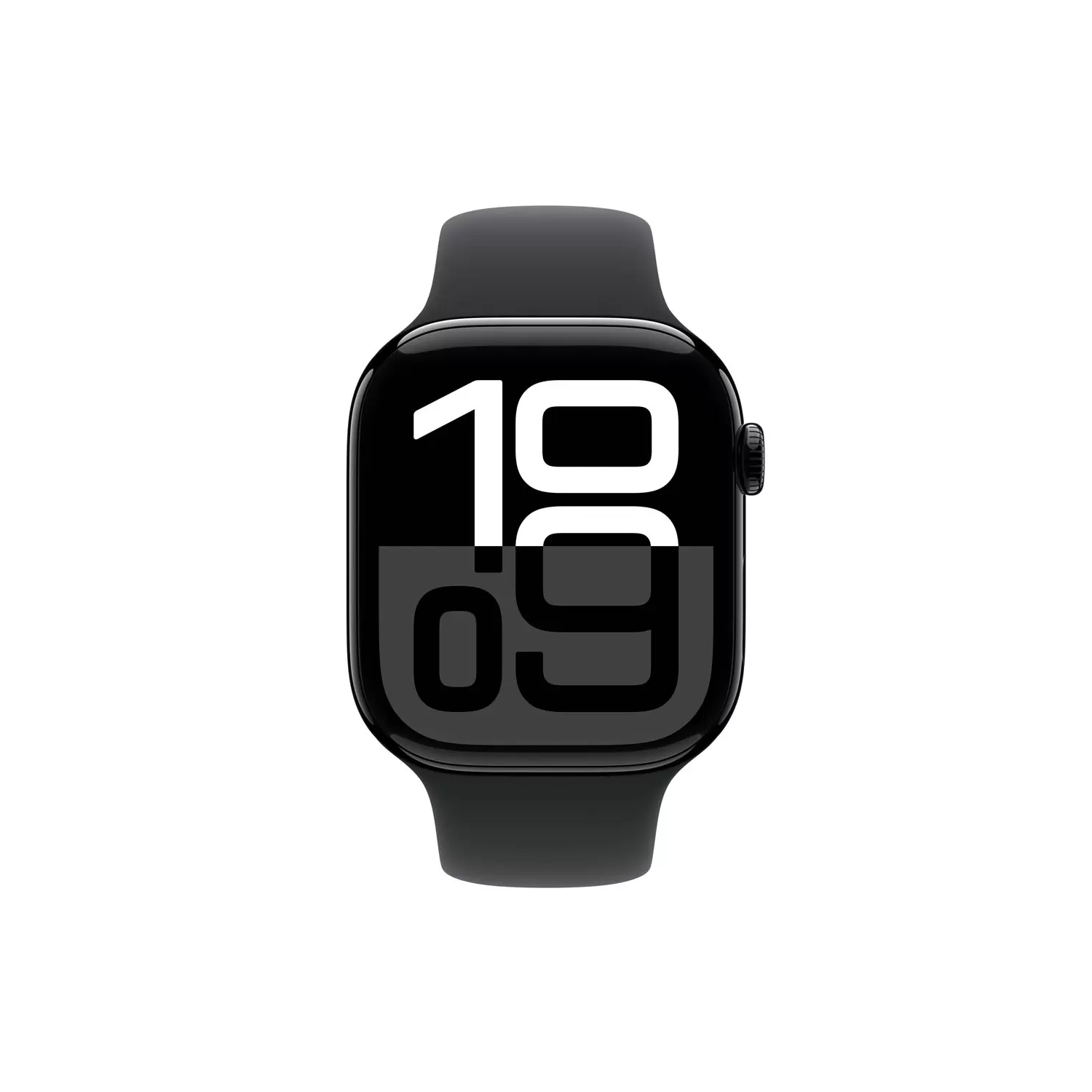 Apple Watch Series 10 GPS 46mm configuration featuring a Jet Black Aluminium Case and a Black Sport Band in size S/M-MWWP3QA/A