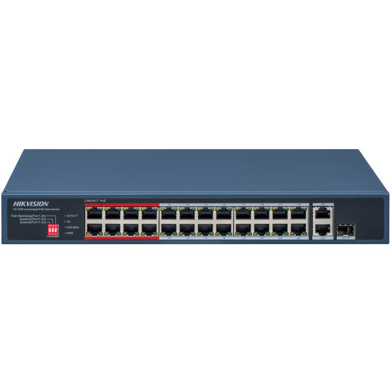 Hikvision 24 Port Unmanaged POE Switch, 100 Mbps-DS-3E0326P-E/M(C)
