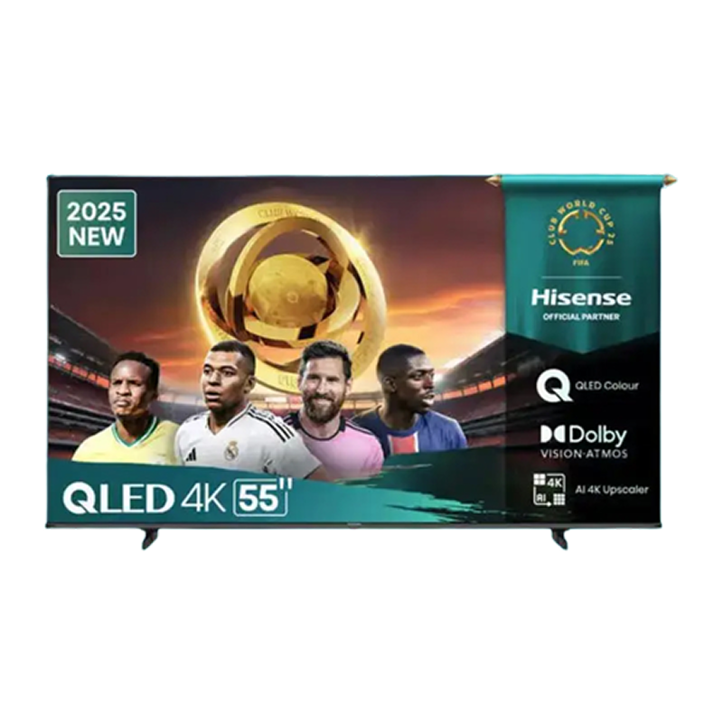 Hisense 55' QLED 4K Smart TV With Quantum Dot Colour, 120 high refrsh rate, 3HDMI, 2USB, Dolby Vision IQ, Voice remote
