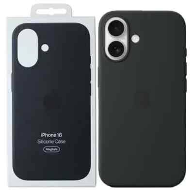 official Apple iPhone 16 Silicone Case with MagSafe in Black-